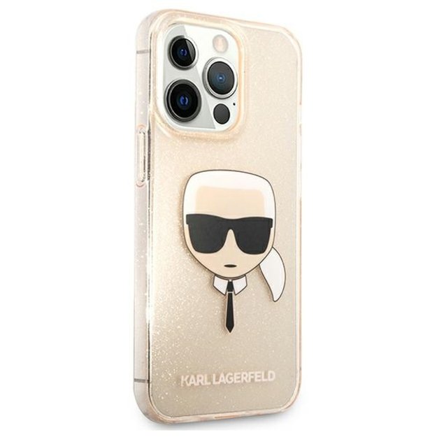 Karl Lagerfeld KLHCP13LKHTUGLGO iPhone 13 Pro / 13 6,1  złoty/gold hardcase Glitter Karl`s Head 10