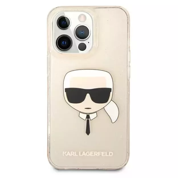 Karl Lagerfeld KLHCP13LKHTUGLGO iPhone 13 Pro / 13 6,1  złoty/gold hardcase Glitter Karl`s Head 2