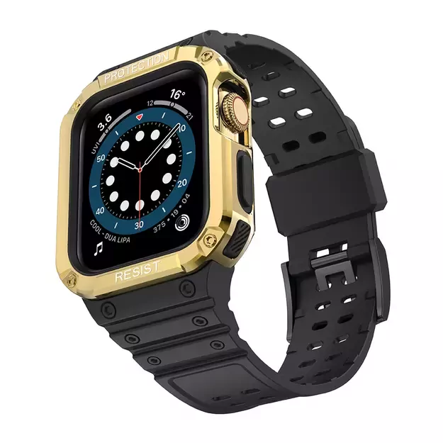Protect Strap Band for Apple Watch 38/40/41mm Armored Case Strap - Black, Gold 1