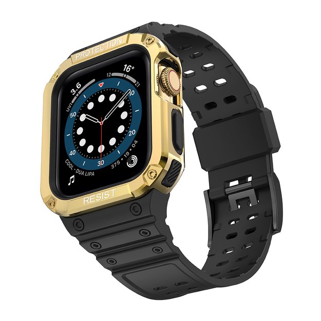 Protect Strap Band for Apple Watch 38/40/41mm Armored Case Strap - Black, Gold 9
