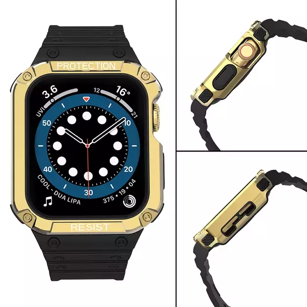 Protect Strap Band for Apple Watch 38/40/41mm Armored Case Strap - Black, Gold 3
