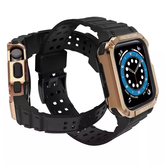 Protect Strap Band for Apple Watch 42/44/45mm Armored Case Strap - Black, Rose Gold 8