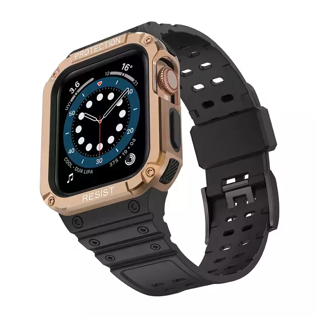 Protect Strap Band for Apple Watch 42/44/45mm Armored Case Strap - Black, Rose Gold 7