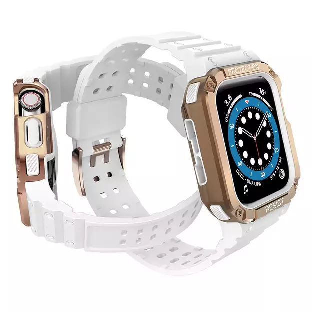 Protect Strap Band for Apple Watch 38/40/41mm Armored Case Strap - White, Rose Gold 10