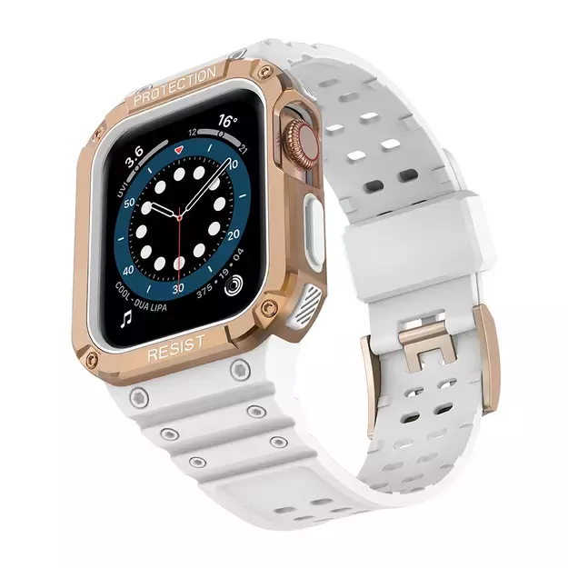 Protect Strap Band for Apple Watch 38/40/41mm Armored Case Strap - White, Rose Gold 9
