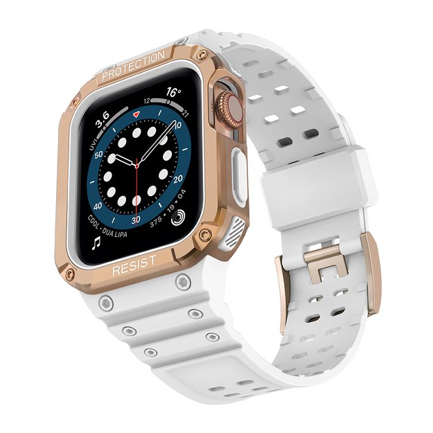 Protect Strap Band for Apple Watch 38/40/41mm Armored Case Strap - White, Rose Gold 1