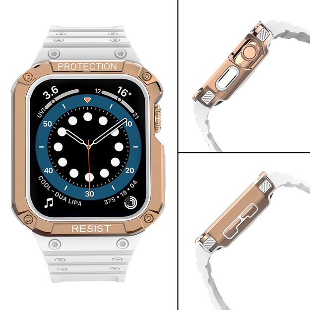 Protect Strap Band for Apple Watch 38/40/41mm Armored Case Strap - White, Rose Gold 3