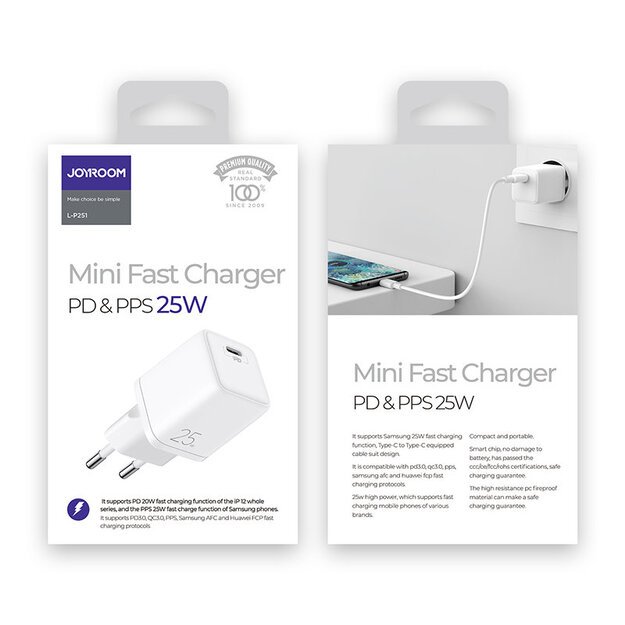 Joyroom fast wall charger USB Type C 25W 3A EU plug white (L-P251) 11