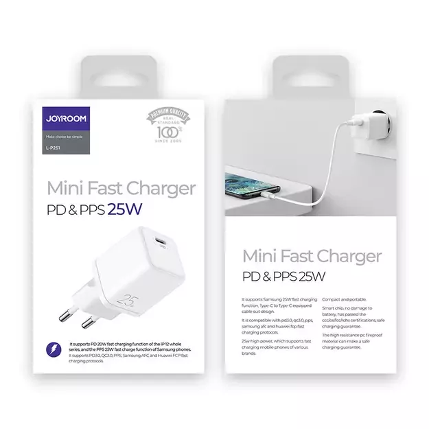 Joyroom fast wall charger USB Type C 25W 3A EU plug white (L-P251) 4