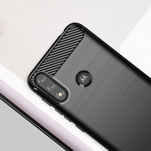 Carbon Case Flexible Cover Sleeve Motorola Moto E7i Power black 2