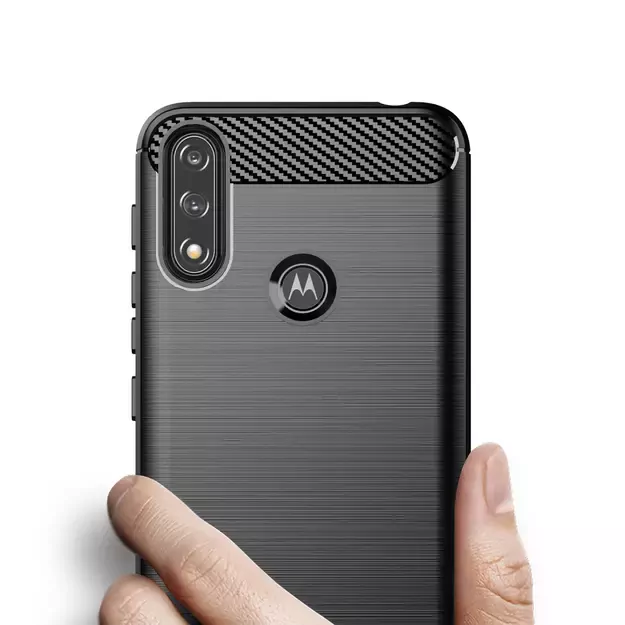 Carbon Case Flexible Cover Sleeve Motorola Moto E7i Power black 6