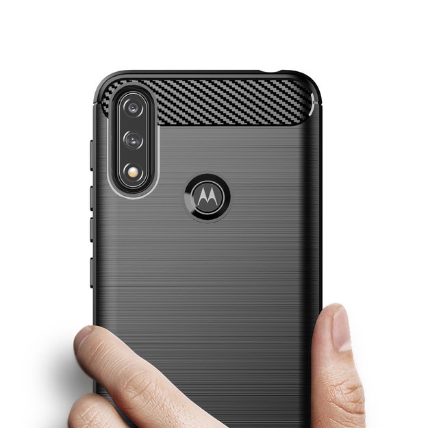 Carbon Case Flexible Cover Sleeve Motorola Moto E7i Power black 1