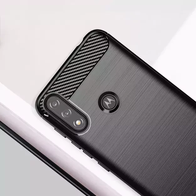 Carbon Case Flexible Cover Sleeve Motorola Moto E7i Power black 7