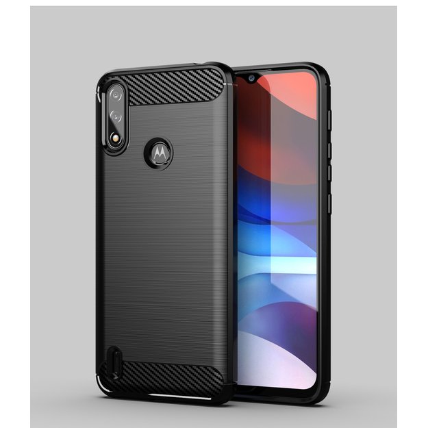 Carbon Case Flexible Cover Sleeve Motorola Moto E7i Power black 5