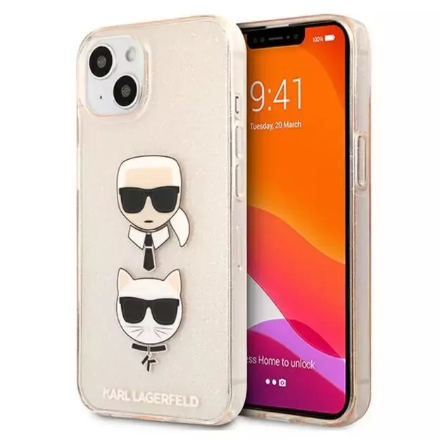Karl Lagerfeld KLHCP13SKCTUGLGO iPhone 13 mini 5,4  złoty/gold hardcase Glitter Karl`s & Choupette