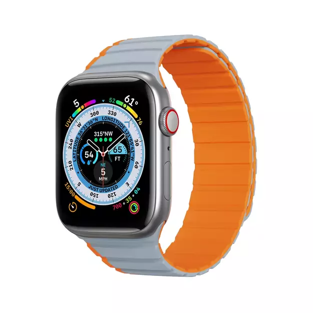 Magnetic Apple Watch SE, 9, 8, 7, 6, 5, 4, 3, 2, 1 (41, 40, 38 mm) Dux Ducis Strap (LD Version) - gray-orange