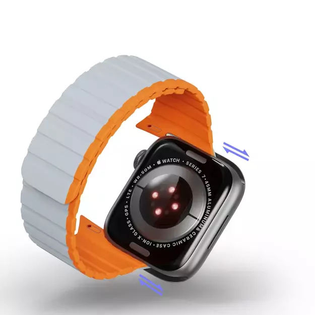 Magnetic Apple Watch SE, 9, 8, 7, 6, 5, 4, 3, 2, 1 (41, 40, 38 mm) Dux Ducis Strap (LD Version) - gray-orange 10