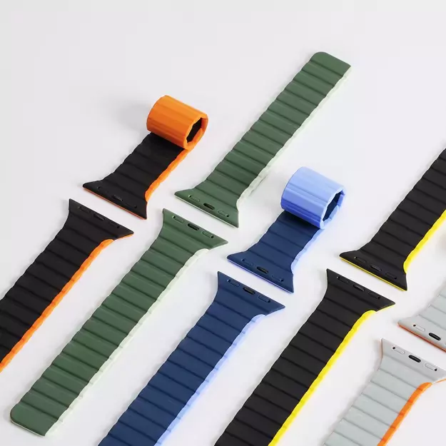 Magnetic Apple Watch SE, 9, 8, 7, 6, 5, 4, 3, 2, 1 (41, 40, 38 mm) Dux Ducis Strap (LD Version) - gray-orange 3