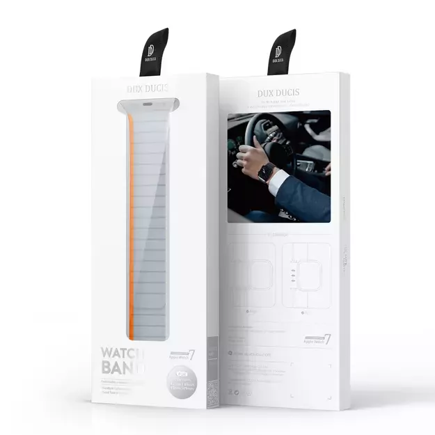 Magnetic Apple Watch SE, 9, 8, 7, 6, 5, 4, 3, 2, 1 (41, 40, 38 mm) Dux Ducis Strap (LD Version) - gray-orange 11
