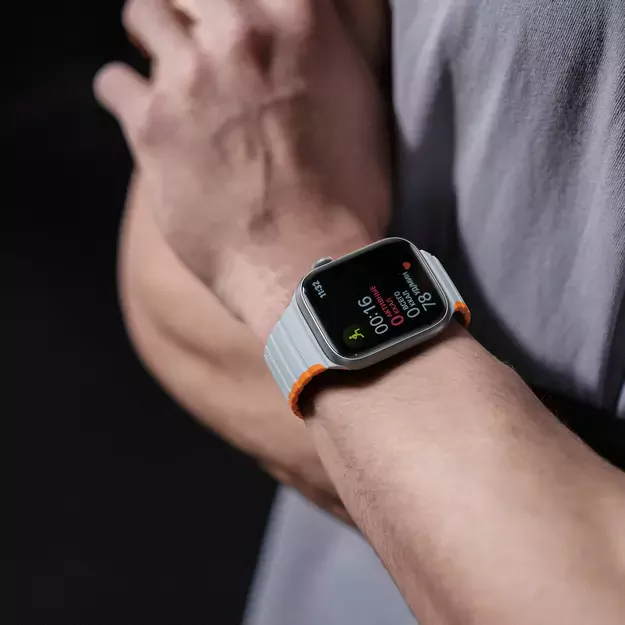 Magnetic Apple Watch SE, 9, 8, 7, 6, 5, 4, 3, 2, 1 (41, 40, 38 mm) Dux Ducis Strap (LD Version) - gray-orange 5