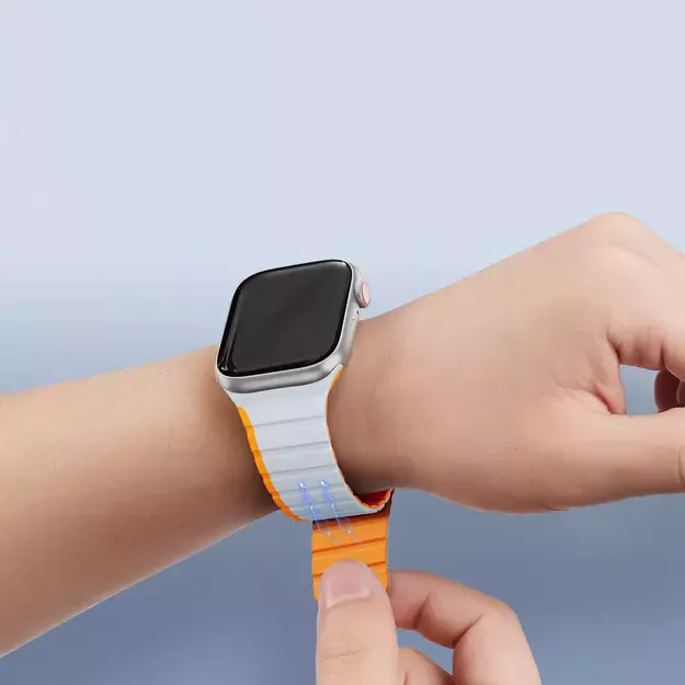 Magnetic Apple Watch SE, 9, 8, 7, 6, 5, 4, 3, 2, 1 (41, 40, 38 mm) Dux Ducis Strap (LD Version) - gray-orange 4