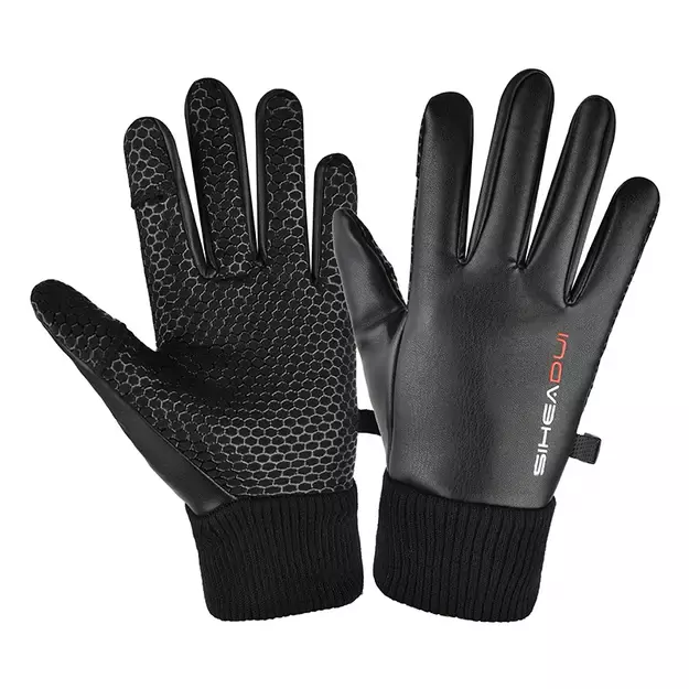 Men s insulated, anti-slip telephone gloves - black