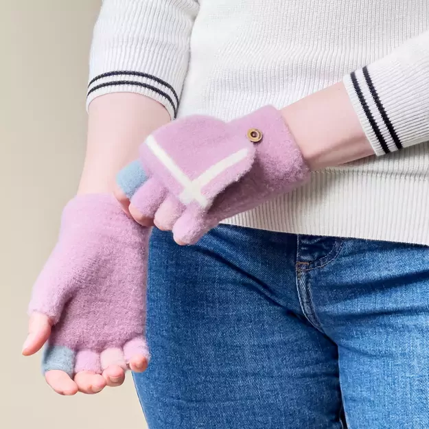 Women s/children s winter telephone gloves - pink 3