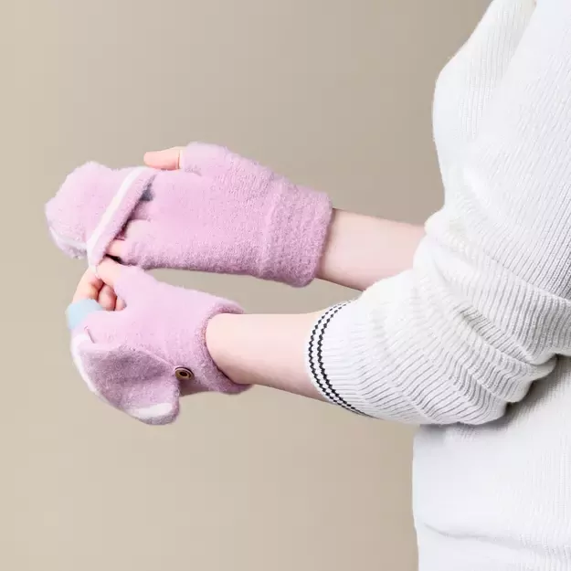 Women s/children s winter telephone gloves - pink 5