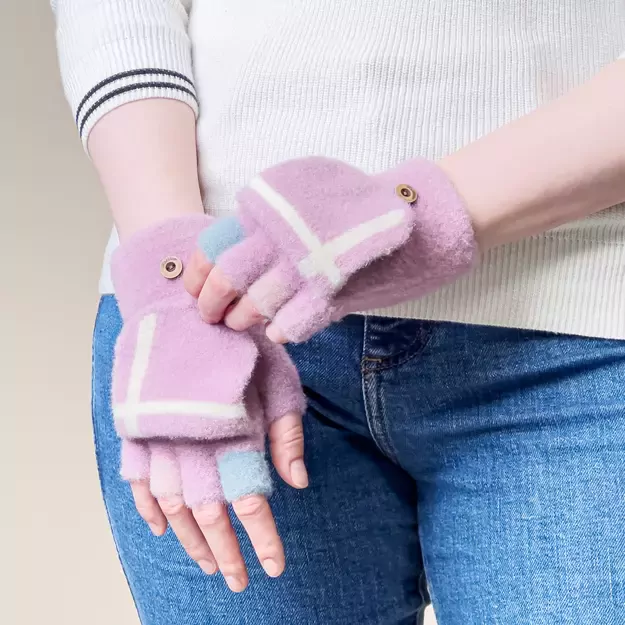 Women s/children s winter telephone gloves - pink 4