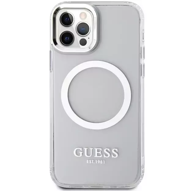 Guess Metal Outline Magsafe case for iPhone 12 / iPhone 12 Pro - silver 2