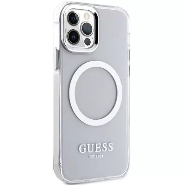Guess Metal Outline Magsafe case for iPhone 12 / iPhone 12 Pro - silver 3