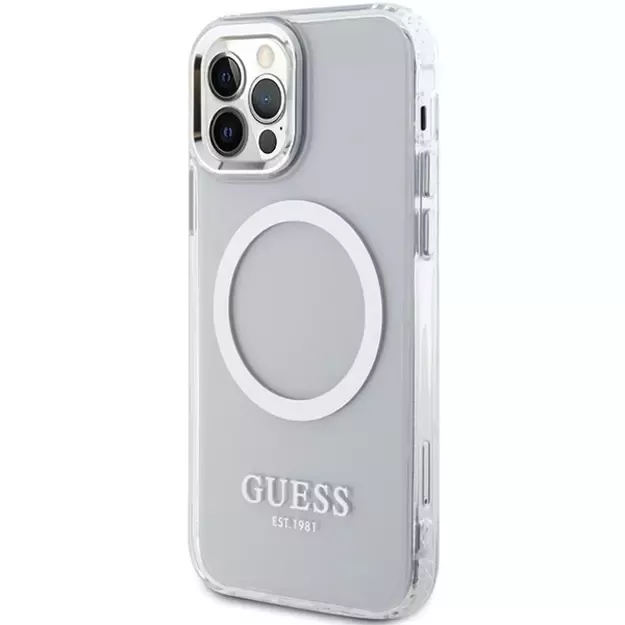 Guess Metal Outline Magsafe case for iPhone 12 / iPhone 12 Pro - silver 1