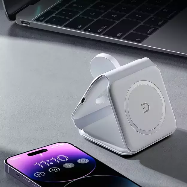 Dudao A11N 15W 3in1 Inductive Charger - White + USB-C / USB-C Cable 25