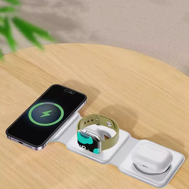 Dudao A11N 15W 3in1 Inductive Charger - White + USB-C / USB-C Cable 23
