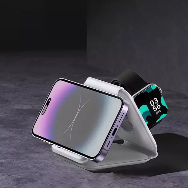 Dudao A11N 15W 3in1 Inductive Charger - White + USB-C / USB-C Cable 15