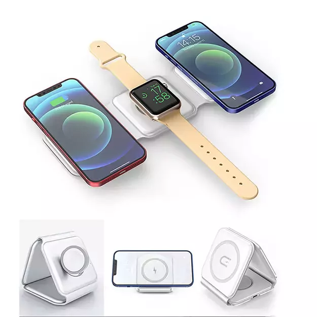 Dudao A11N 15W 3in1 Inductive Charger - White + USB-C / USB-C Cable 6