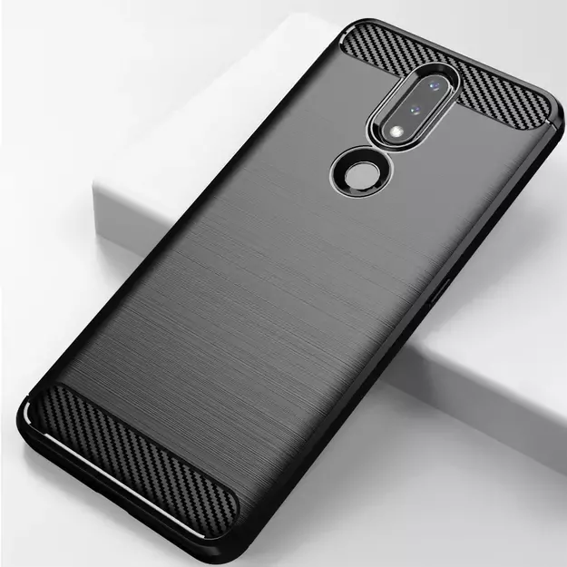 Carbon Case Flexible Cover TPU Case for Nokia 2.4 black 16
