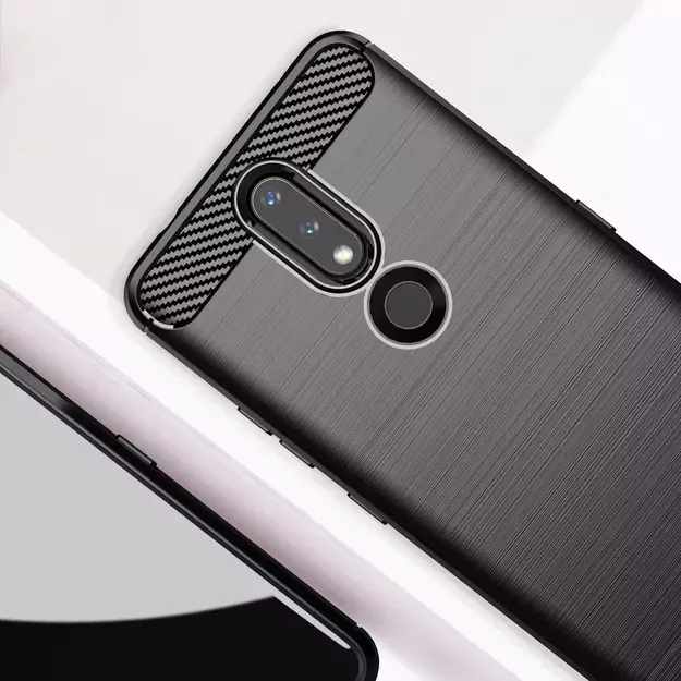 Carbon Case Flexible Cover TPU Case for Nokia 2.4 black 11