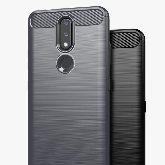 Carbon Case Flexible Cover TPU Case for Nokia 2.4 black 8