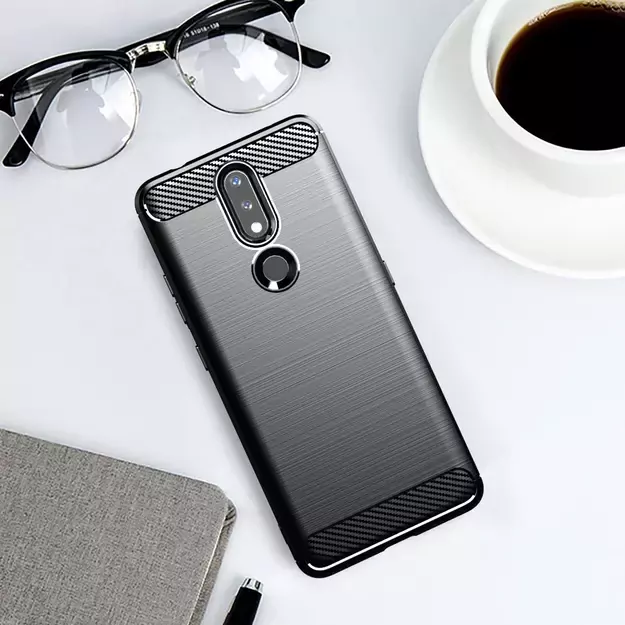Carbon Case Flexible Cover TPU Case for Nokia 2.4 black 14