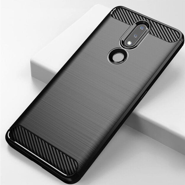 Carbon Case Flexible Cover TPU Case for Nokia 2.4 black 7