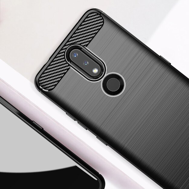 Carbon Case Flexible Cover TPU Case for Nokia 2.4 black 2