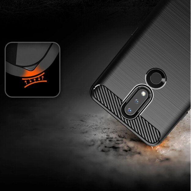 Carbon Case Flexible Cover TPU Case for Nokia 2.4 black 4
