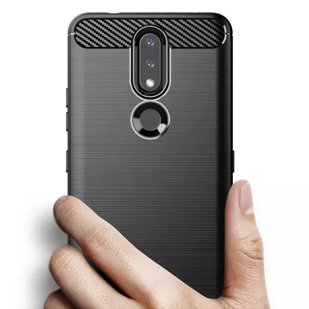 Carbon Case Flexible Cover TPU Case for Nokia 2.4 black 10