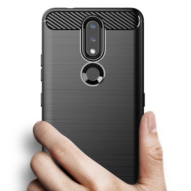 Carbon Case Flexible Cover TPU Case for Nokia 2.4 black 1