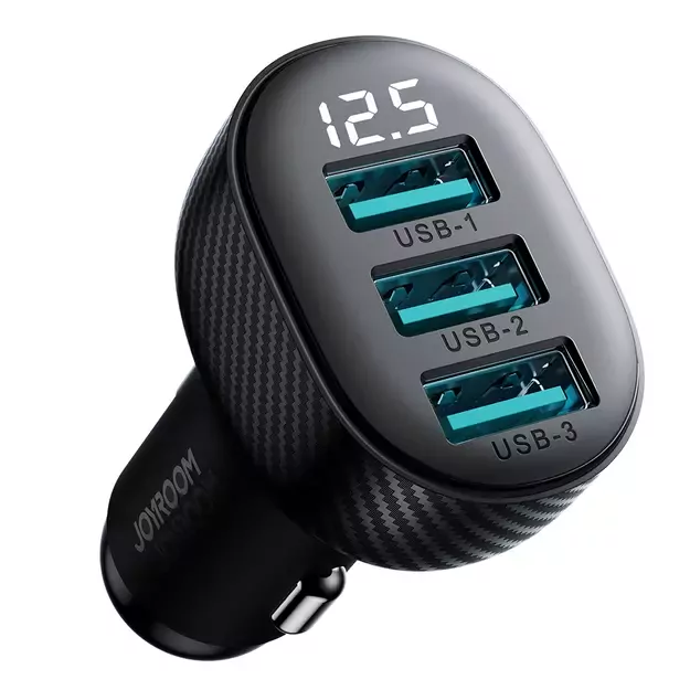 Joyroom JR-CCD03 3.4A car charger with 3x USB-A display - black 17