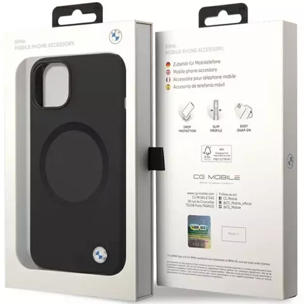 BMW BMHMP14SSILBK2 case for iPhone 14 - black Signature Liquid Silicone MagSafe 7