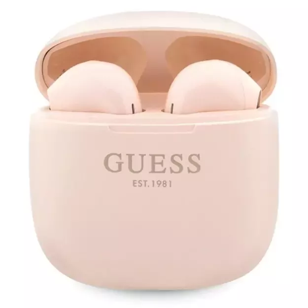 Guess Classic EST Logo TWS Bluetooth headphones + docking station - pink
