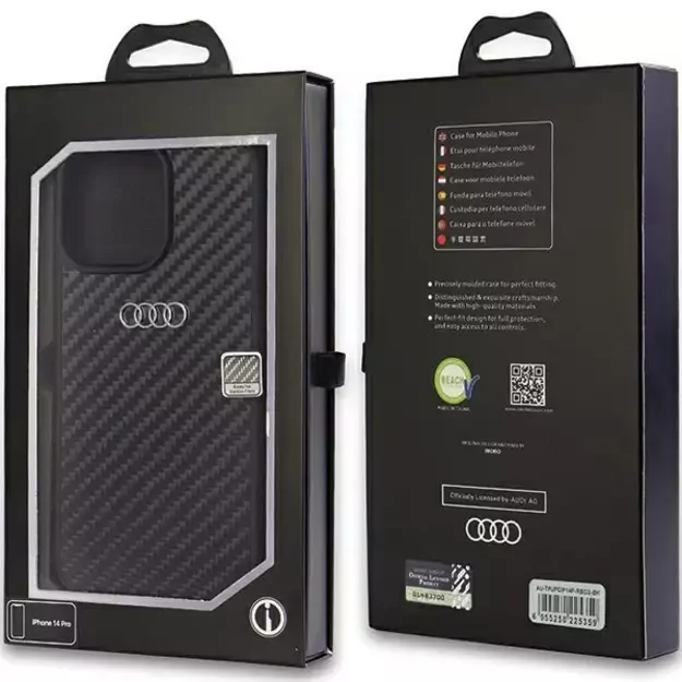 Audi Carbon Fiber iPhone 14 Pro 6.1&quot  black/black hardcase AU-TPUPCIP14P-R8/D2-BK 4