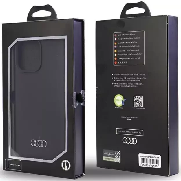 Audi Silicone Case iPhone 14 Pro Max 6.7&quot  black/black hardcase AU-LSRIP14PM-Q3/D1-BK 6